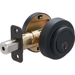 Amazon Basics NEW Open Box Contemporary Round Deadbolt Black Matte Finish